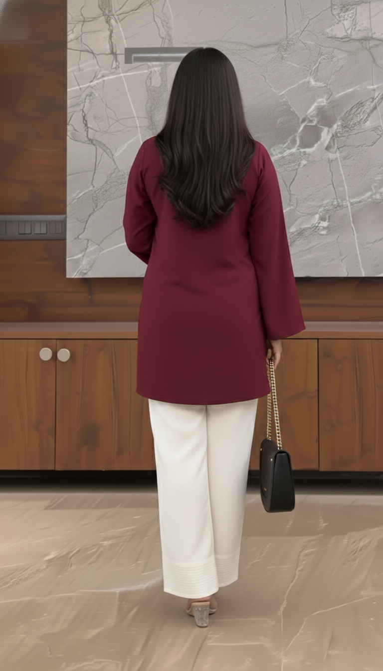 "Zunaira" — Crimson Red Premium Rayon Co-ord Set