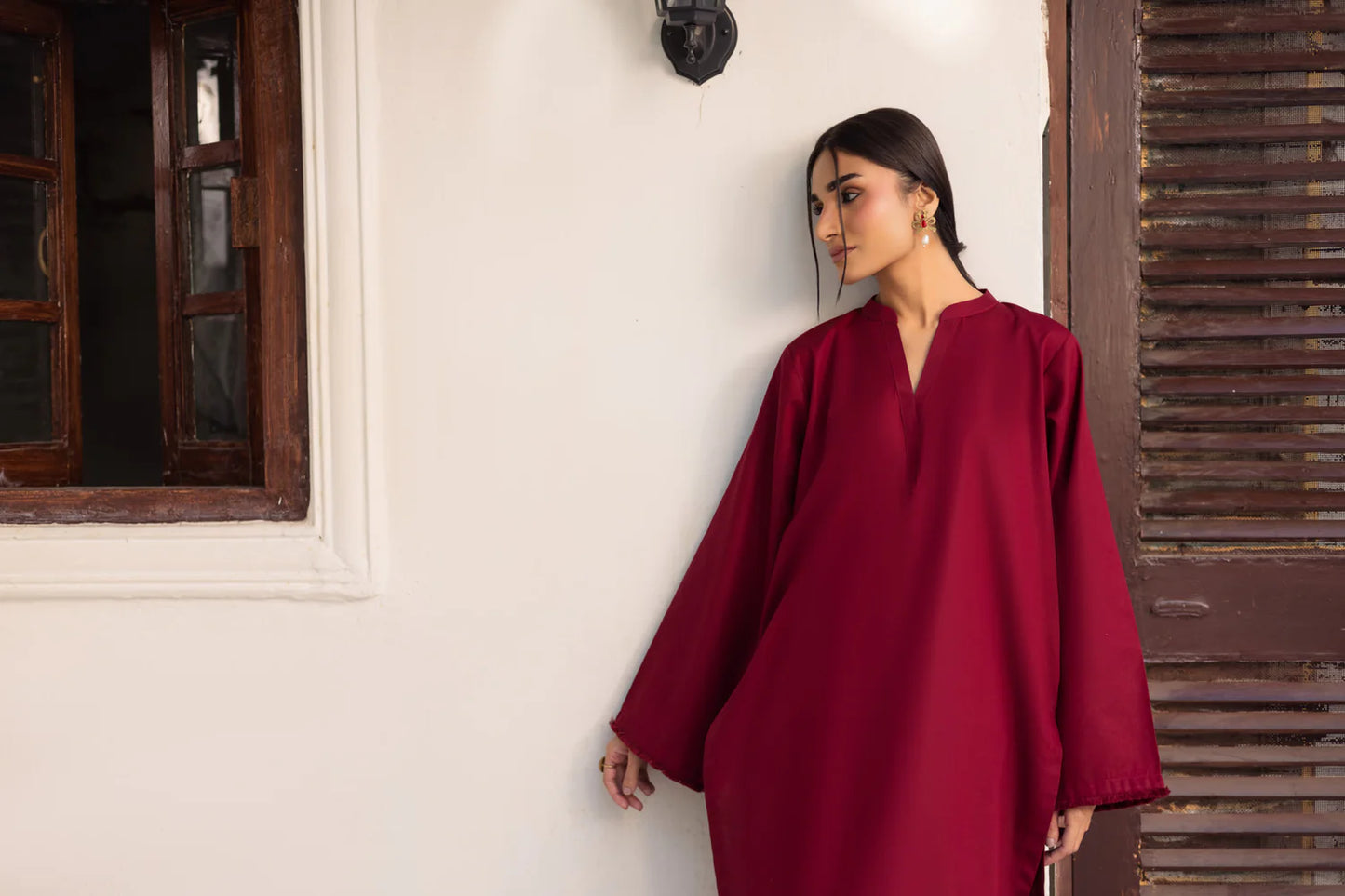 "Hridaya" - Rust Earth Rayon Tunic & Heart-Motif Palazzo Set