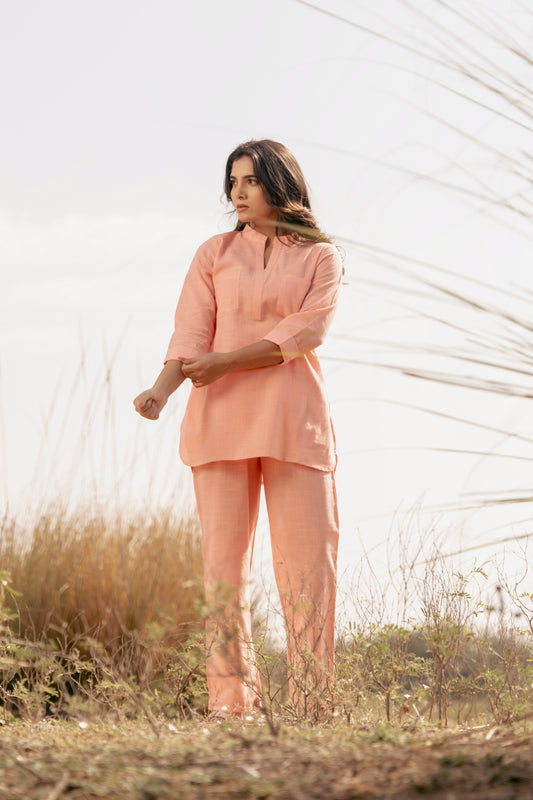 ANAYA Airy Linen Co-ord Set for Women | Relaxed Kurta Style Top & Pant Set | Dhirai
