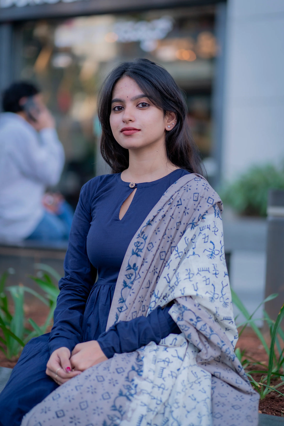 "Midnight Grace" - Pure Handloom Cotton Flared Suit Set