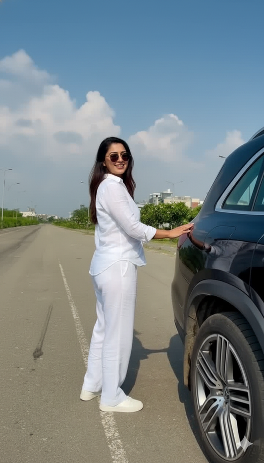 "The Essential" - White Cotton Shirt & Pant Co-ord Set