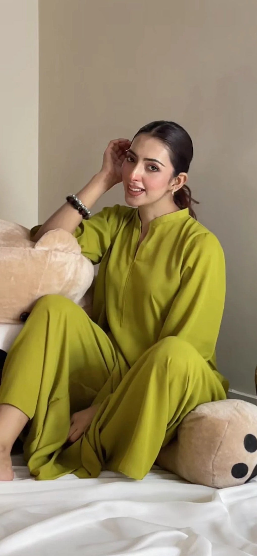 "Zenia" — Lime Green Premium Rayon Minimalist Co-ord Set