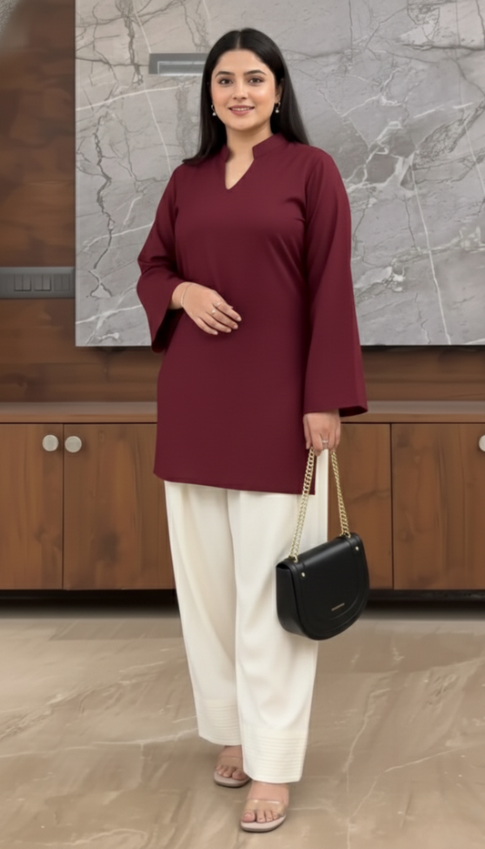 "Zunaira" — Crimson Red Premium Rayon Co-ord Set