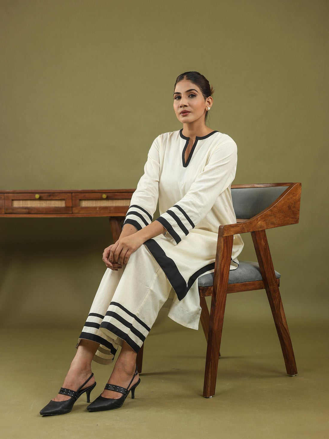"Ivory Grace" - Premium Soft Fabric Monochrome Kurta Set