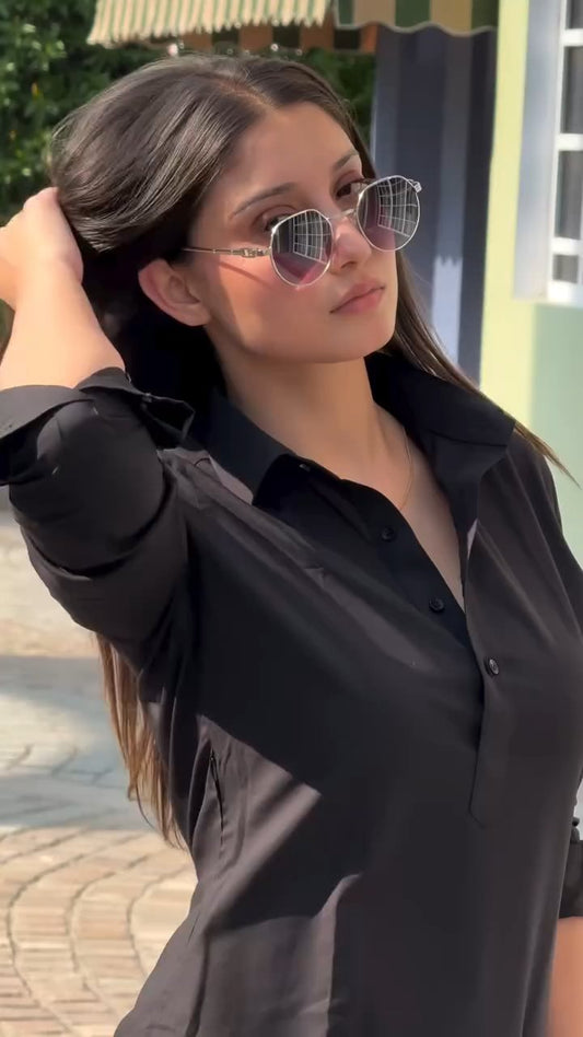 Black Cotton Kurta Pant Set