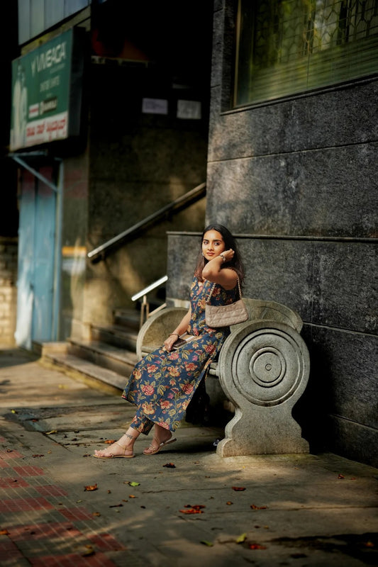 "Gulzari" — Floral Cotton Kurta & Pant Set