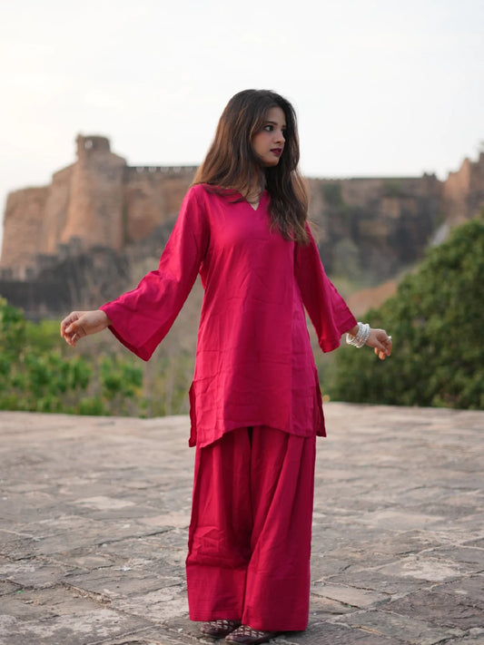 Raahi Rayon Farshi Salwar Kurta Set for Women | Soft Flowing Relaxed Fit Ethnic Co-ord Set