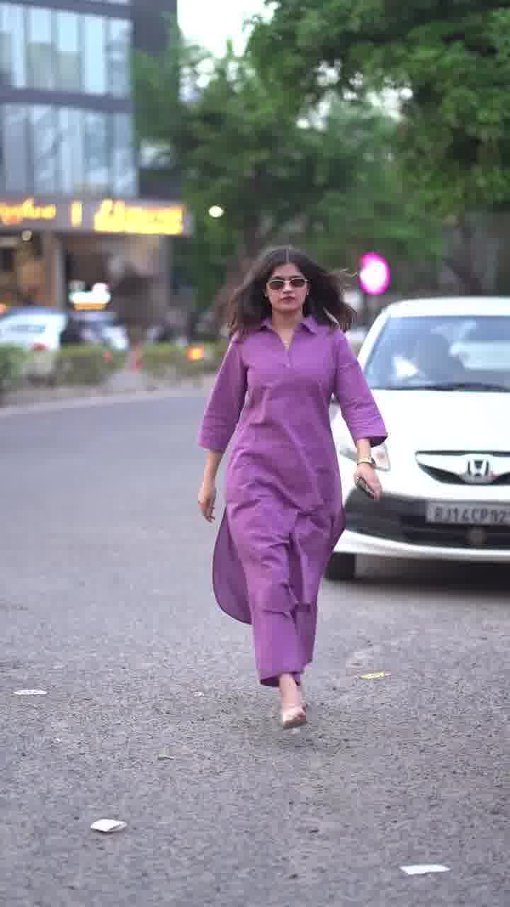 Sahar Purple Cotton Co-Ord Set for Women | Minimal Kurta Pant Set | Dhirai