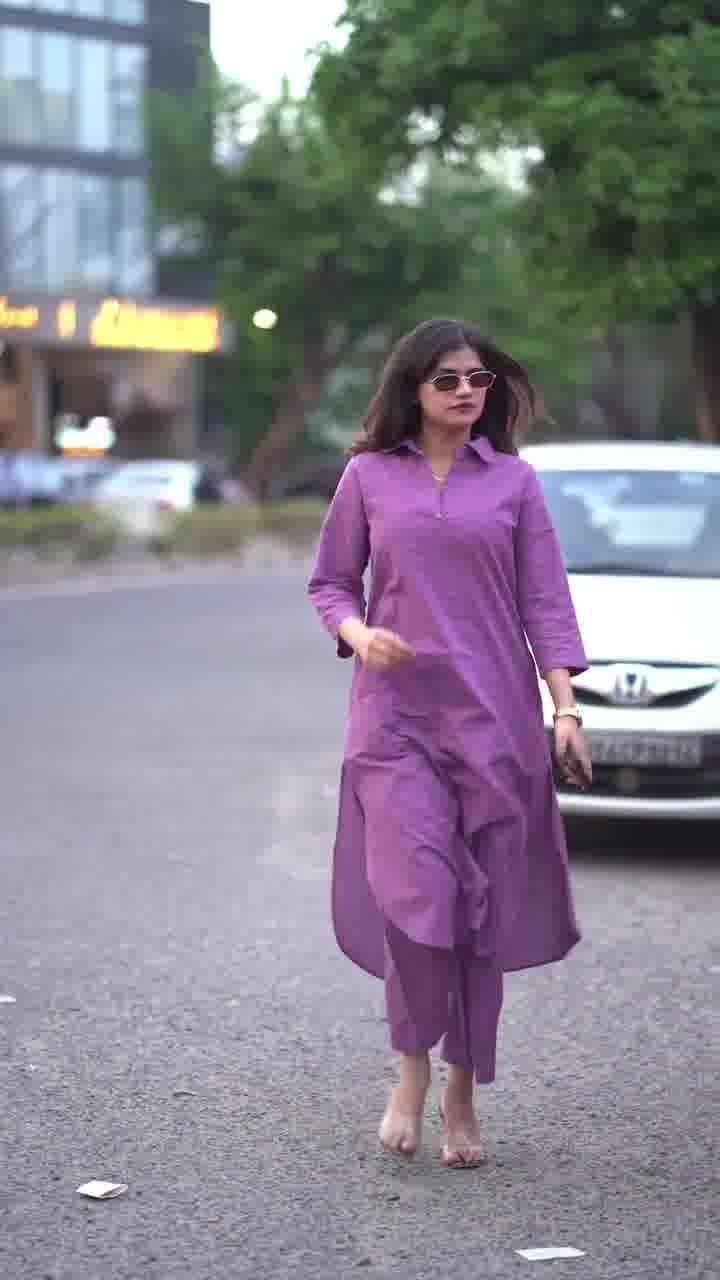 Sahar Purple Cotton Co-Ord Set for Women | Minimal Kurta Pant Set | Dhirai