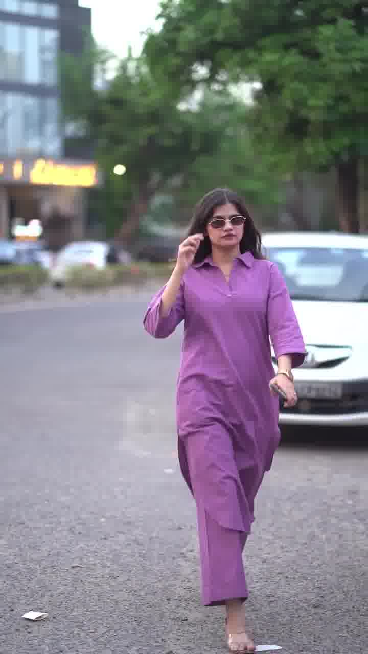 Sahar Purple Cotton Co-Ord Set for Women | Minimal Kurta Pant Set | Dhirai