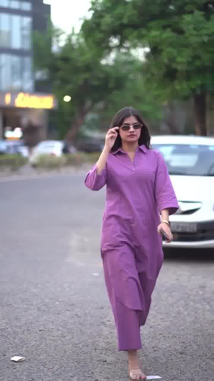 Sahar Purple Cotton Co-Ord Set for Women | Minimal Kurta Pant Set | Dhirai