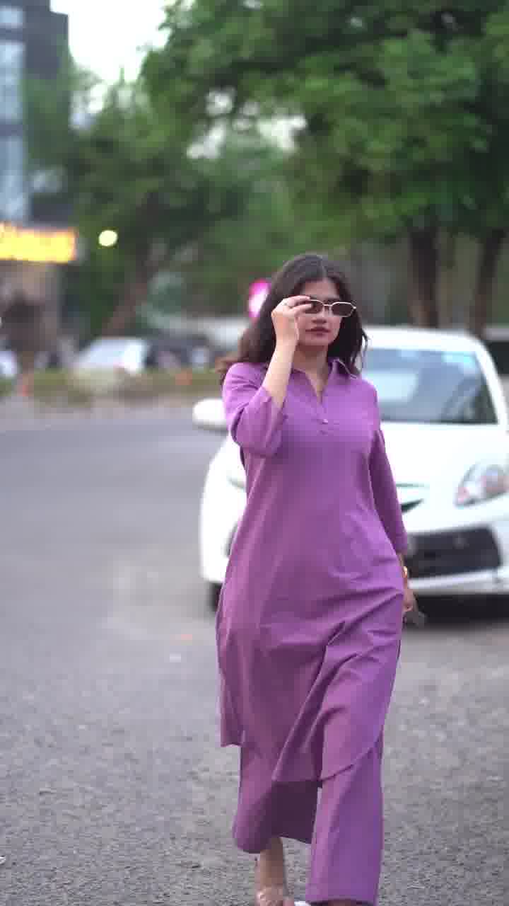 Sahar Purple Cotton Co-Ord Set for Women | Minimal Kurta Pant Set | Dhirai