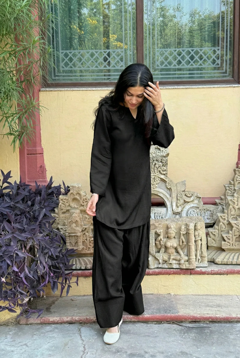 Raahi Rayon Farshi Salwar Kurta Set for Women | Soft Flowing Relaxed Fit Ethnic Co-ord Set