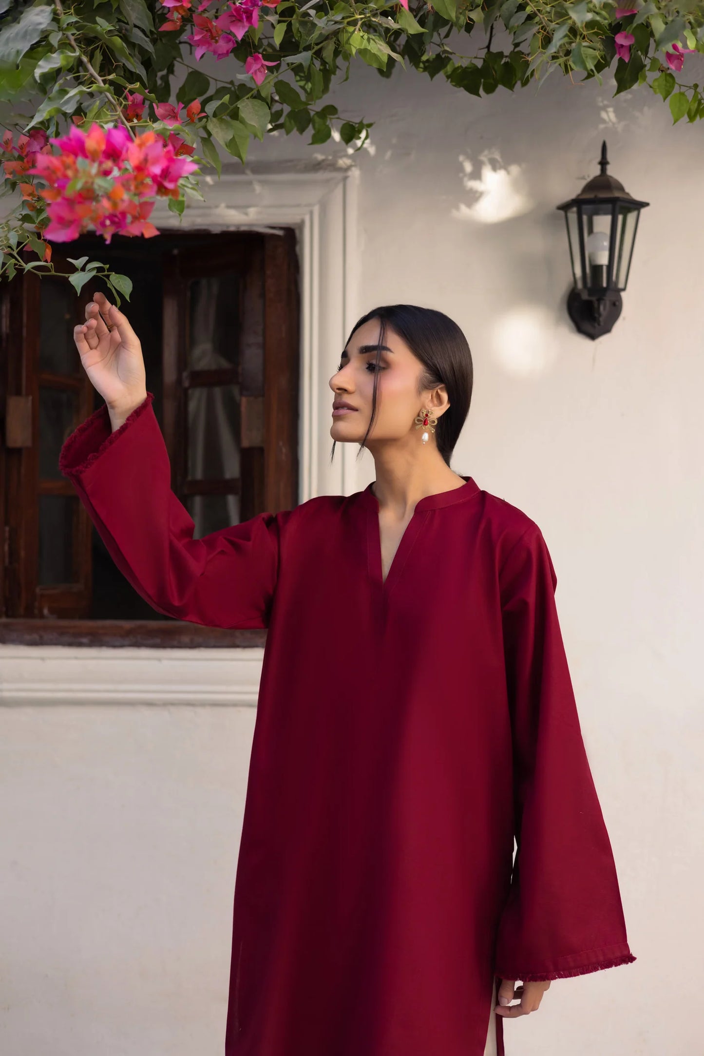 "Hridaya" - Rust Earth Rayon Tunic & Heart-Motif Palazzo Set