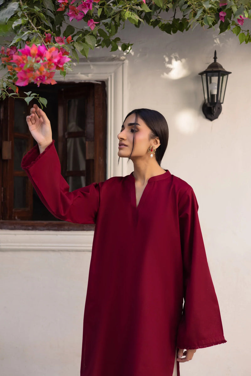 "Hridaya" - Rust Earth Rayon Tunic & Heart-Motif Palazzo Set