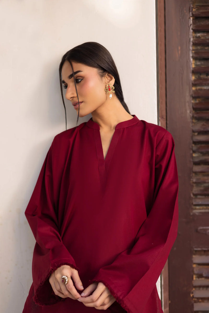 "Hridaya" - Rust Earth Rayon Tunic & Heart-Motif Palazzo Set