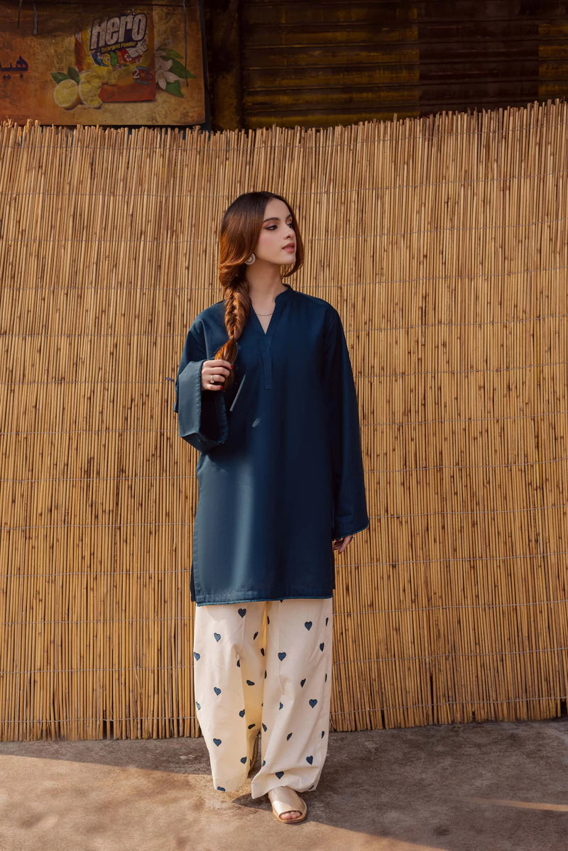 "Hridaya" - Rust Earth Rayon Tunic & Heart-Motif Palazzo Set
