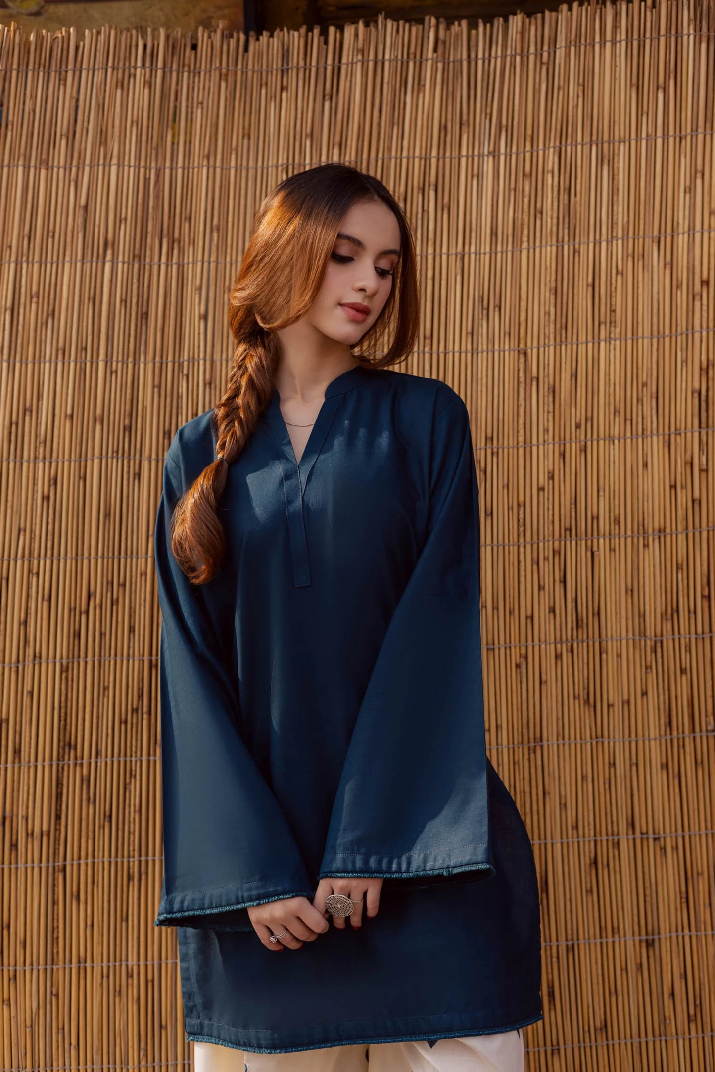 "Hridaya" - Rust Earth Rayon Tunic & Heart-Motif Palazzo Set