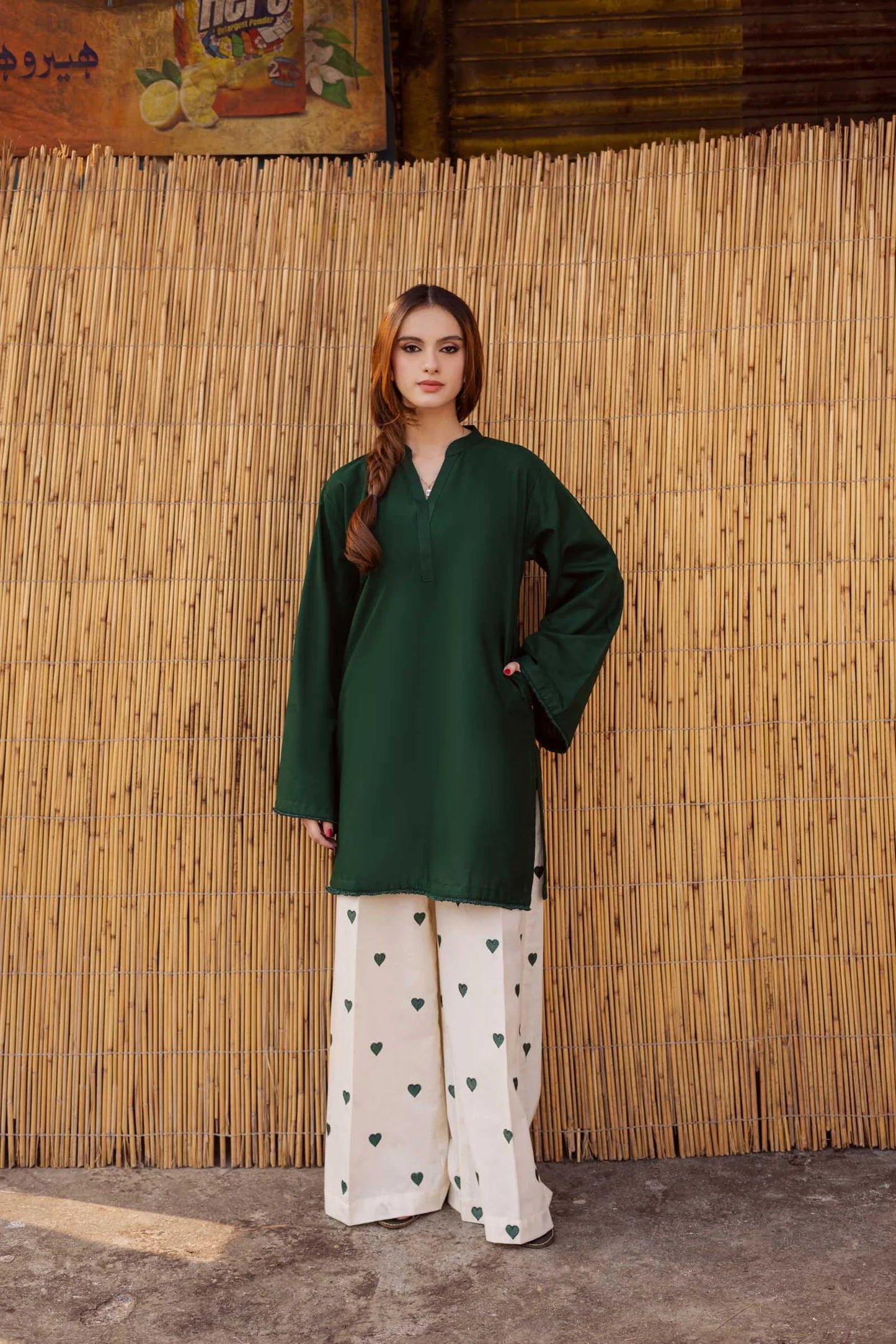 "Hridaya" - Rust Earth Rayon Tunic & Heart-Motif Palazzo Set