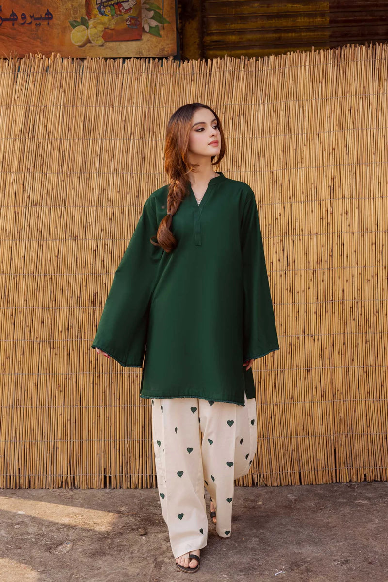 "Hridaya" - Rust Earth Rayon Tunic & Heart-Motif Palazzo Set