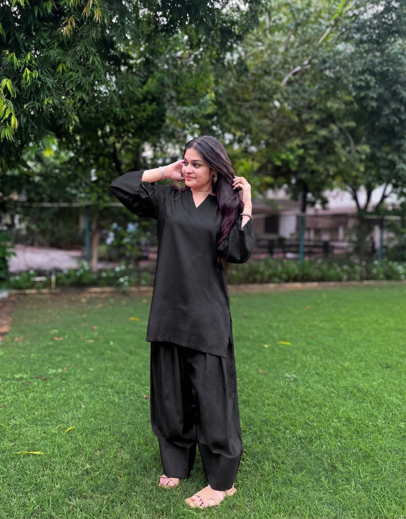 Raahi Rayon Farshi Salwar Kurta Set for Women | Soft Flowing Relaxed Fit Ethnic Co-ord Set