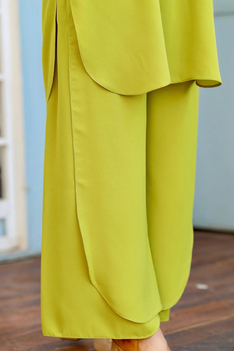 "Zenia" — Lime Green Premium Rayon Minimalist Co-ord Set