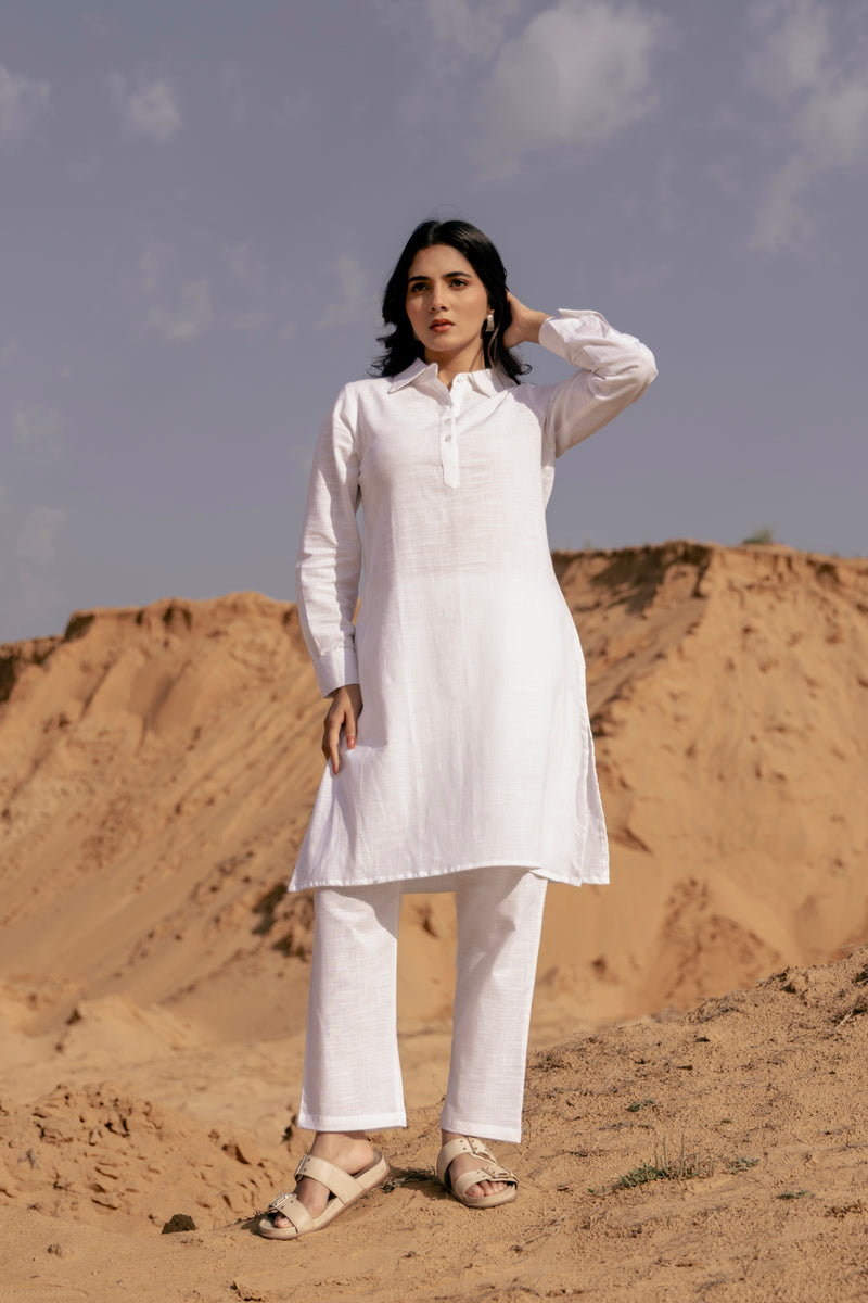 SAVYA Airy Linen Kurta Co-ord Set for Women | Kurta Pant Set | Dhirai