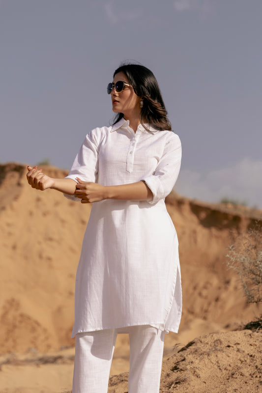 SAVYA Airy Linen Kurta Co-ord Set for Women | Kurta Pant Set | Dhirai