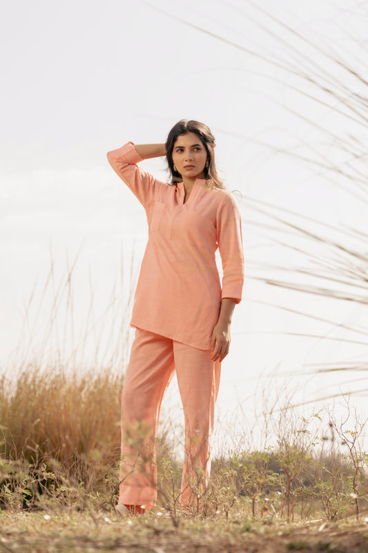 ANAYA Airy Linen Co-ord Set for Women | Relaxed Kurta Style Top & Pant Set | Dhirai