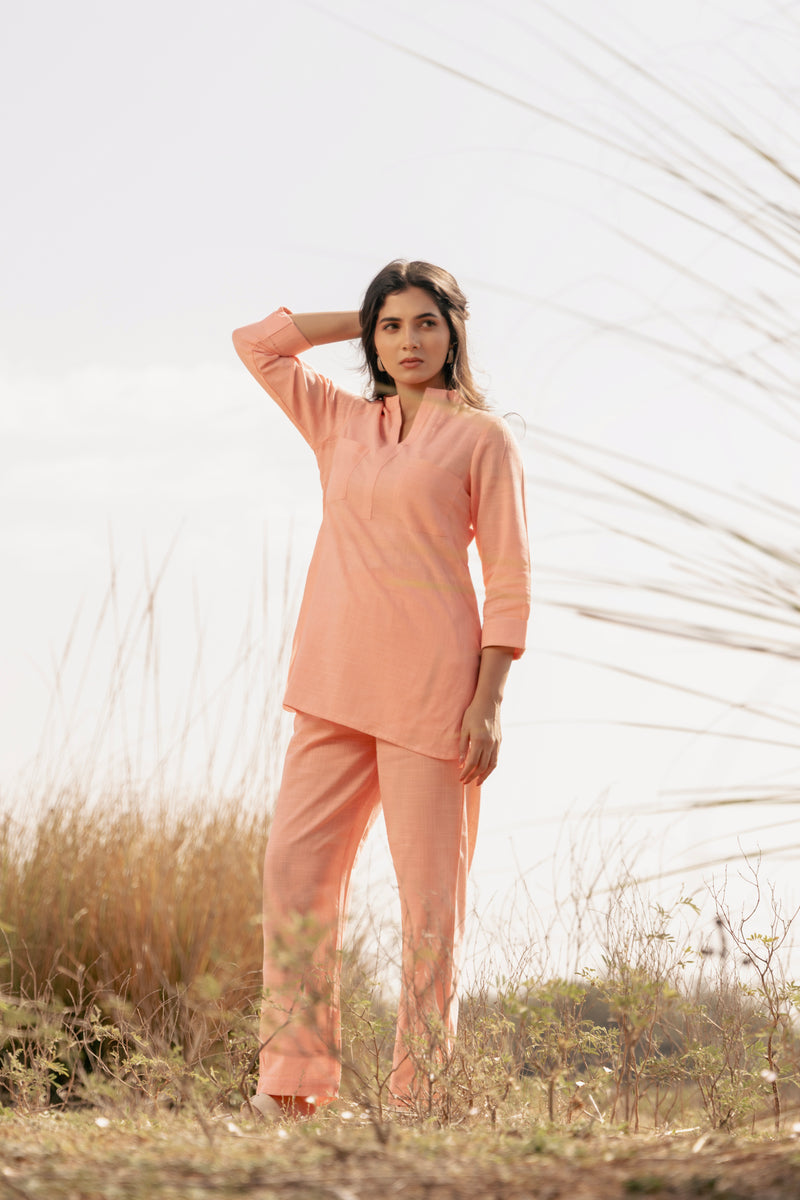 ANAYA Airy Linen Co-ord Set for Women | Relaxed Kurta Style Top & Pant Set | Dhirai