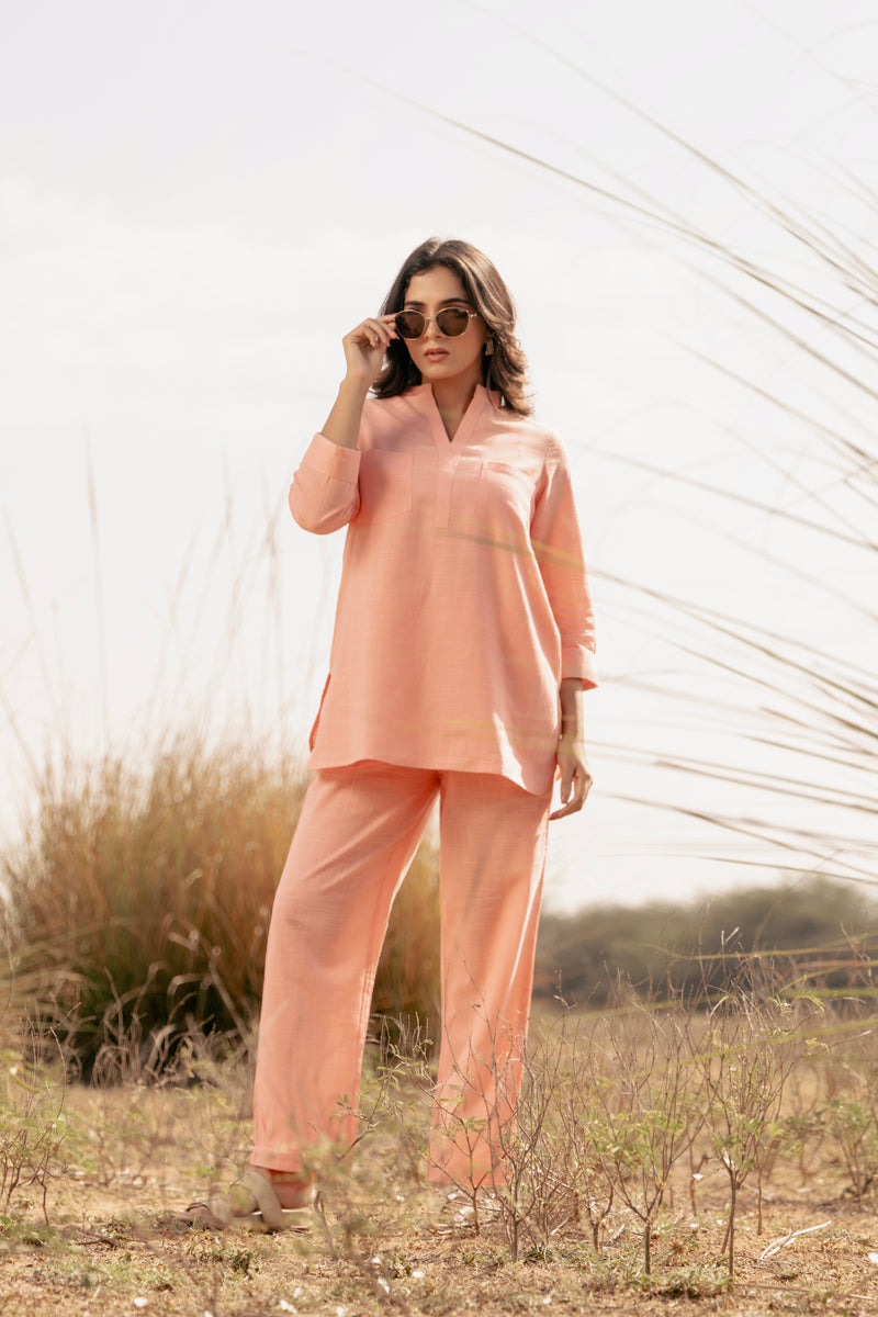 ANAYA Airy Linen Co-ord Set for Women | Relaxed Kurta Style Top & Pant Set | Dhirai