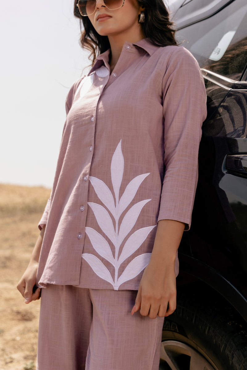 SAAKSHI Patch Embroidered Airy Linen Co-ord Set for Women | Shirt & Pant Set | Dhirai