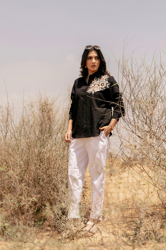 ASTRA Embroidered Airy Linen Co-ord Set for Women | Shirt & Pant Set | Dhirai