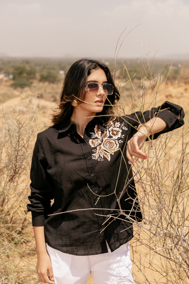 ASTRA Embroidered Airy Linen Co-ord Set for Women | Shirt & Pant Set | Dhirai