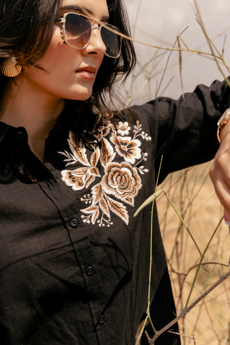 ASTRA Embroidered Airy Linen Co-ord Set for Women | Shirt & Pant Set | Dhirai