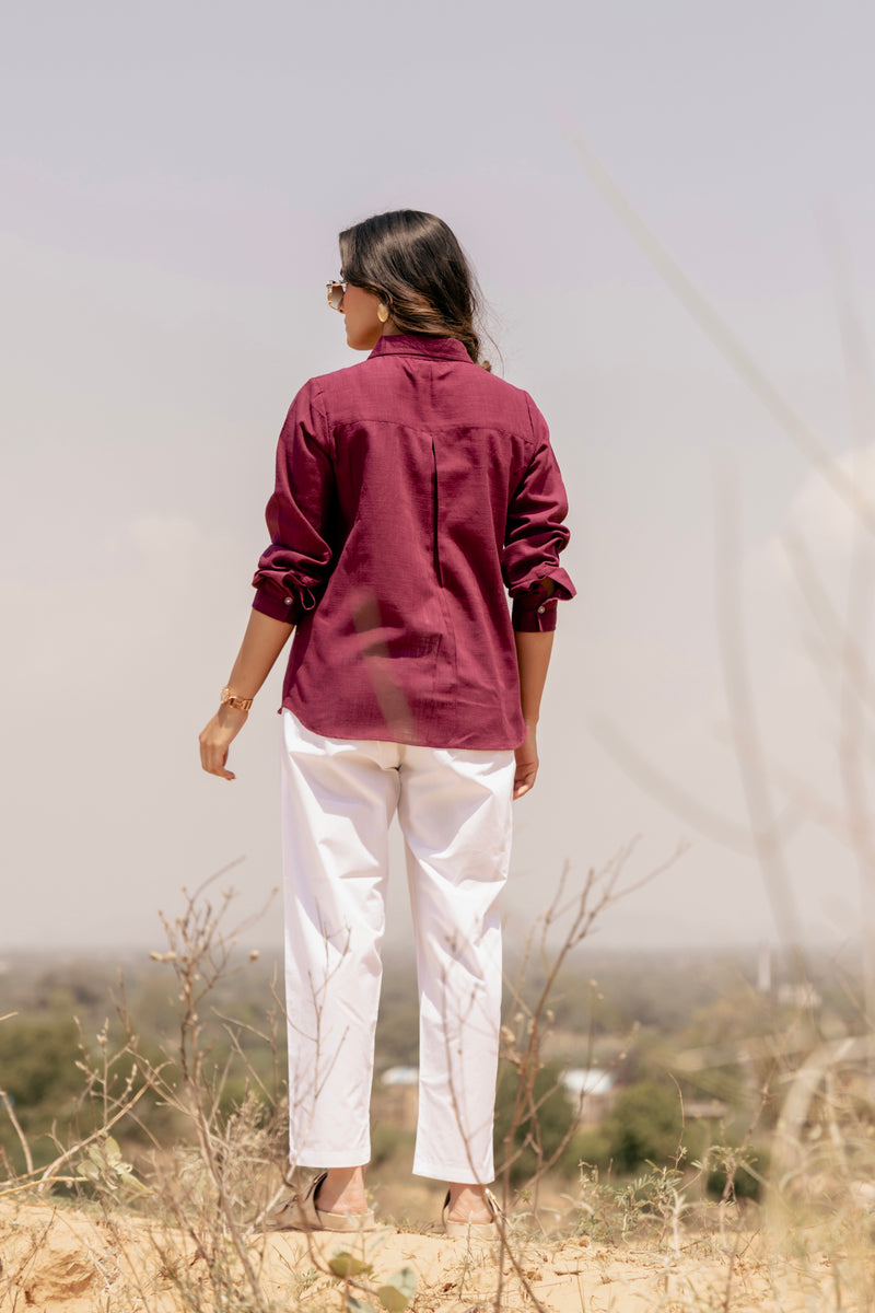 ASTRA Embroidered Airy Linen Co-ord Set for Women | Shirt & Pant Set | Dhirai