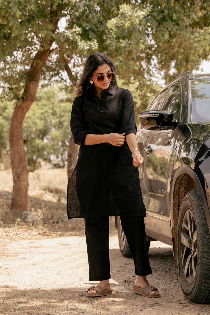 SAVYA Airy Linen Kurta Co-ord Set for Women | Kurta Pant Set | Dhirai
