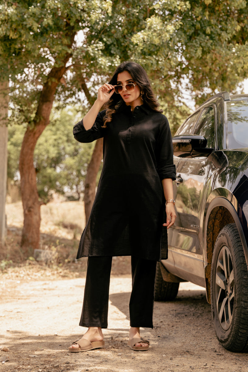 SAVYA Airy Linen Kurta Co-ord Set for Women | Kurta Pant Set | Dhirai