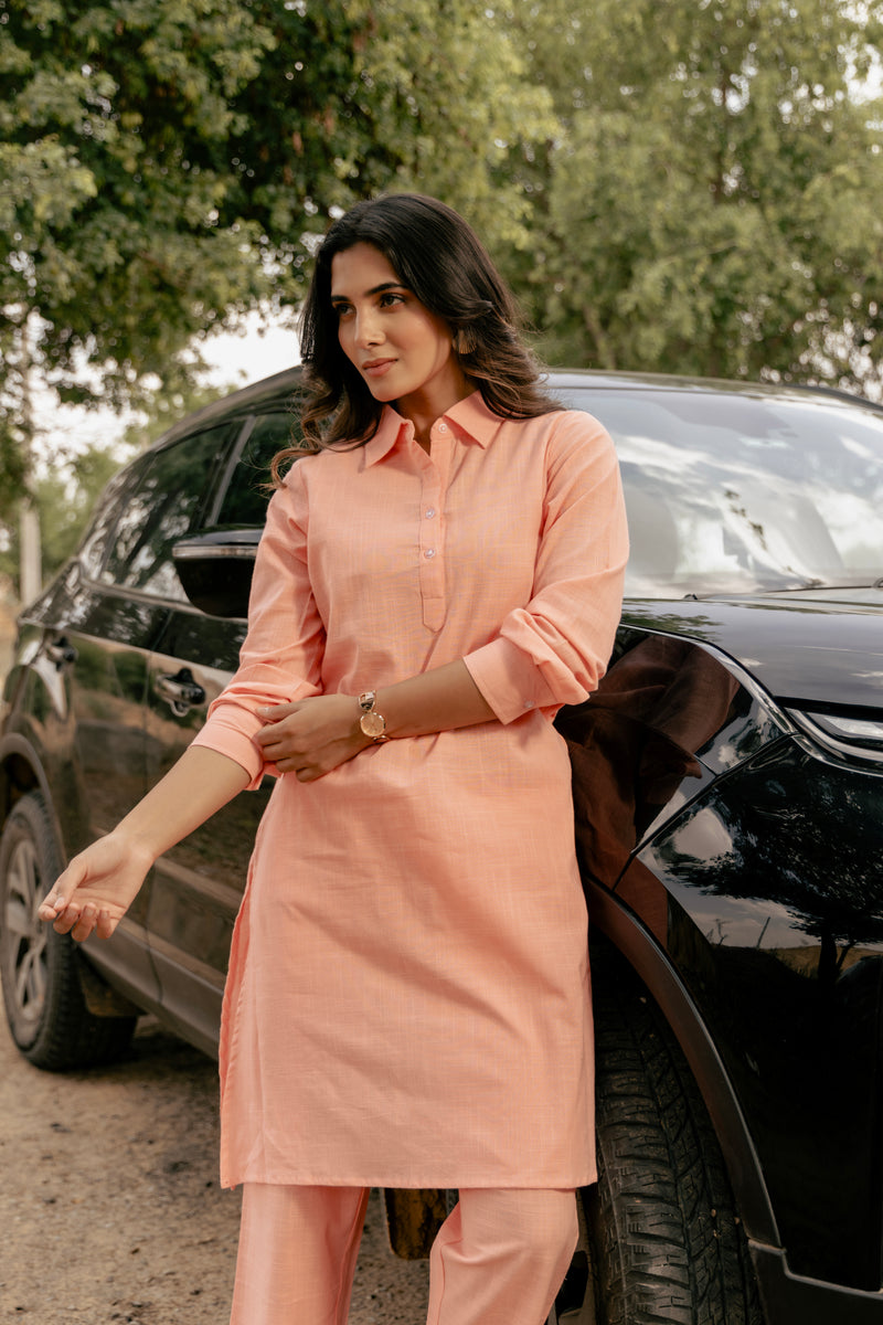 SAVYA Airy Linen Kurta Co-ord Set for Women | Kurta Pant Set | Dhirai