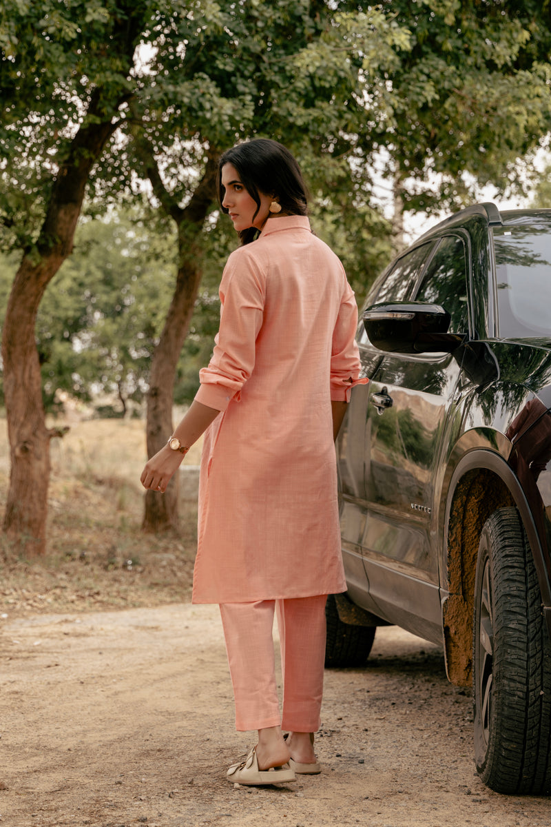 SAVYA Airy Linen Kurta Co-ord Set for Women | Kurta Pant Set | Dhirai