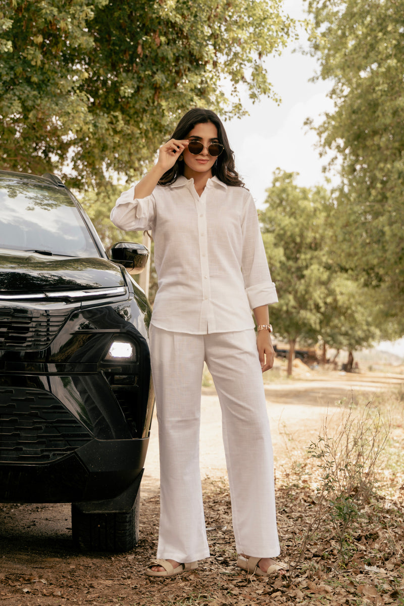 VAIRA Airy Linen Everyday Co-ord Set | Women's Shirt and Pant