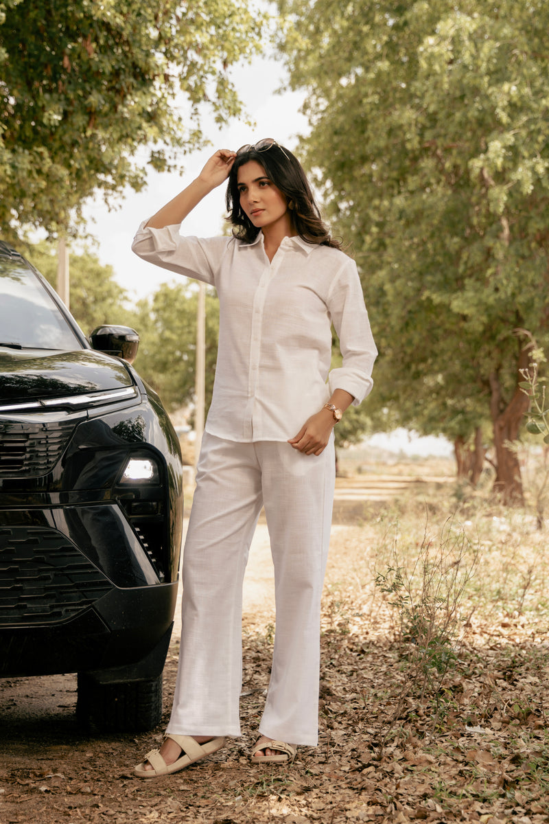 VAIRA Airy Linen Everyday Co-ord Set | Women's Shirt and Pant