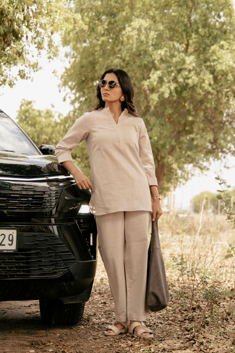 ANAYA Airy Linen Co-ord Set for Women | Relaxed Kurta Style Top & Pant Set | Dhirai
