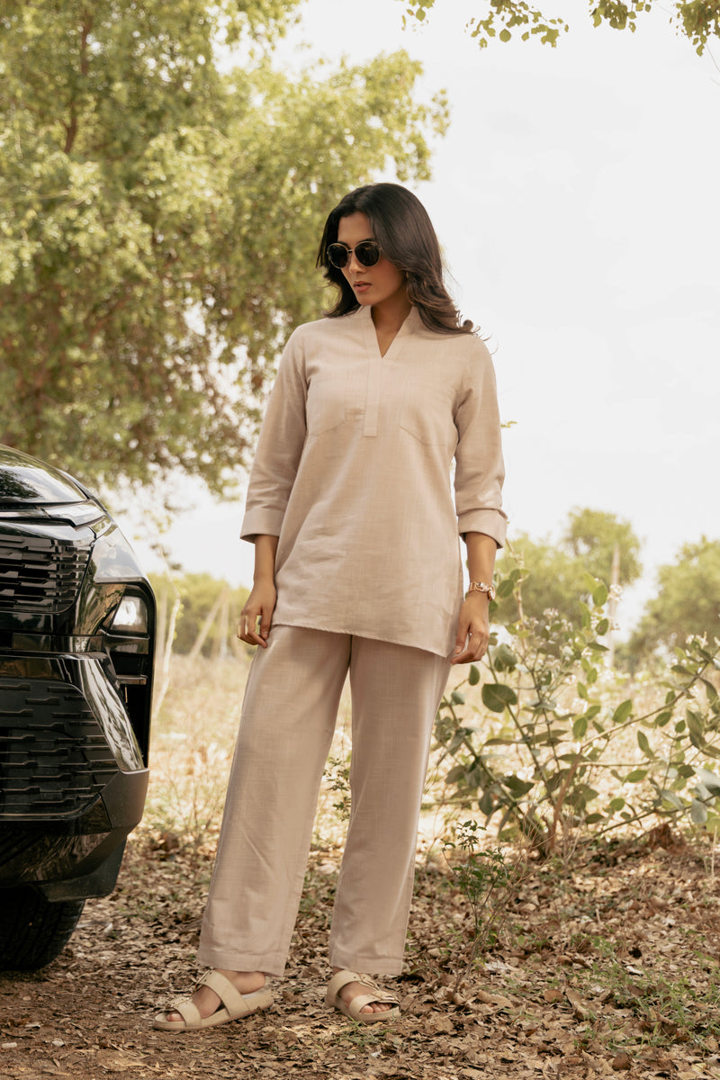 ANAYA Airy Linen Co-ord Set for Women | Relaxed Kurta Style Top & Pant Set | Dhirai