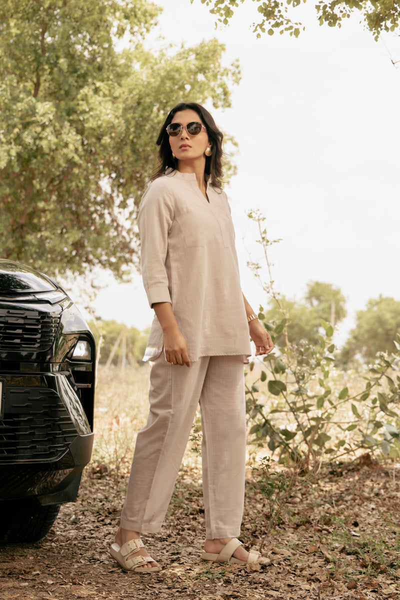 ANAYA Airy Linen Co-ord Set for Women | Relaxed Kurta Style Top & Pant Set | Dhirai