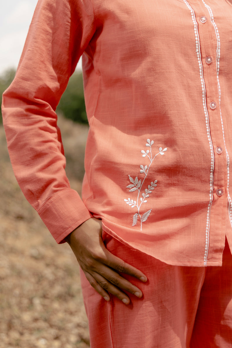 TARINI Embroidered Airy Linen Co-ord Set for Women | Shirt & Pant Set | Dhirai