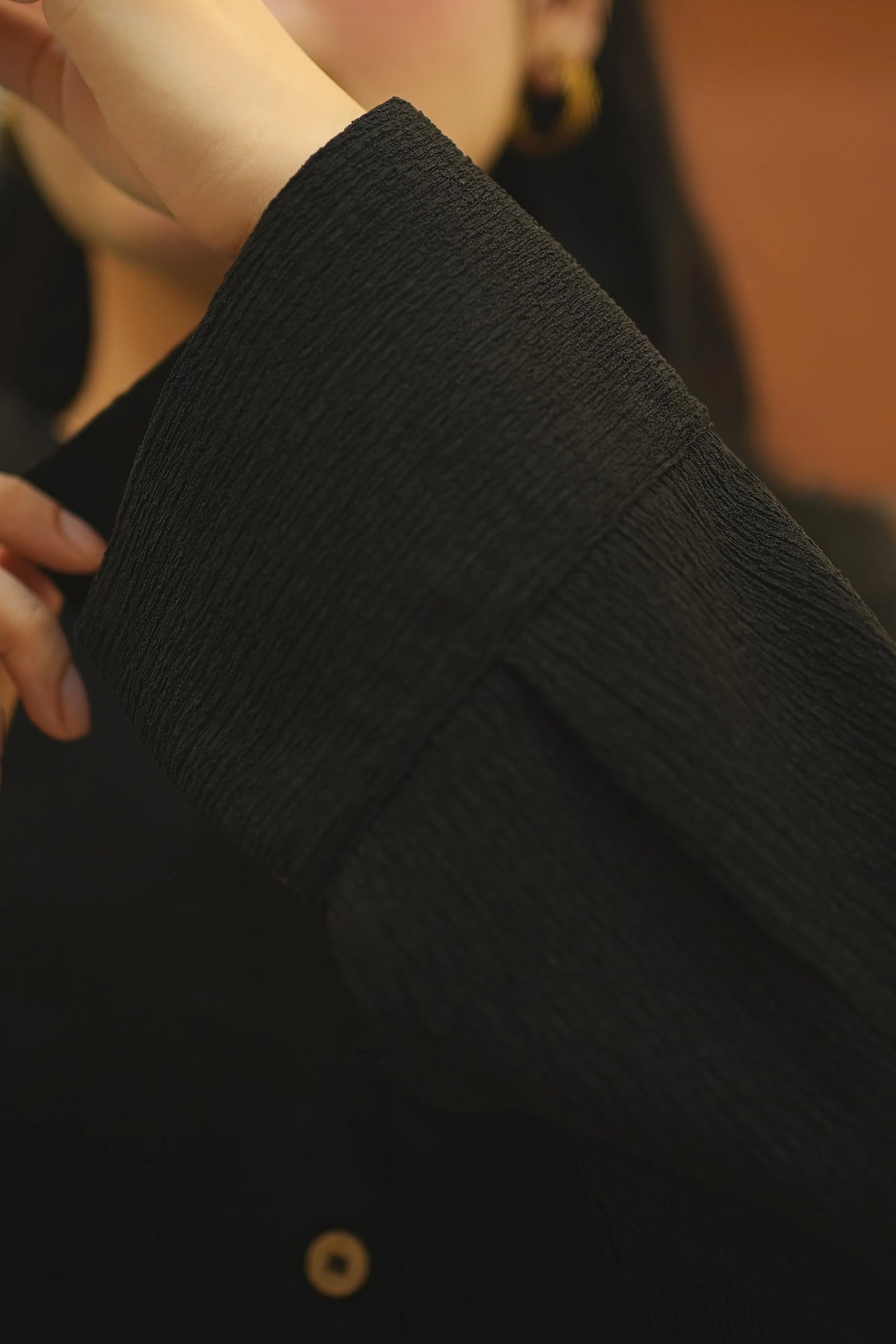 "Nura" – Midnight Black Premium Textured Co-ord Set with High-Low Tunic