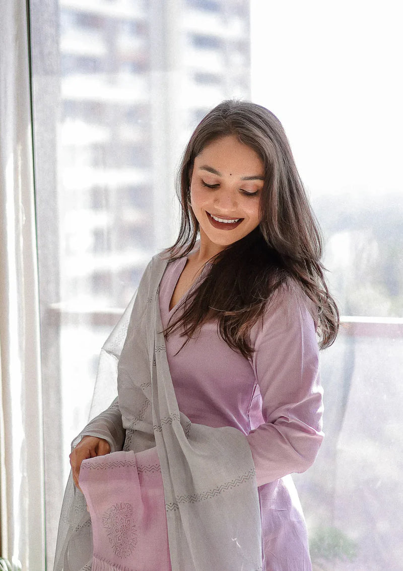 "Vritika" - Handblock Printed Premium Cotton Suit Set