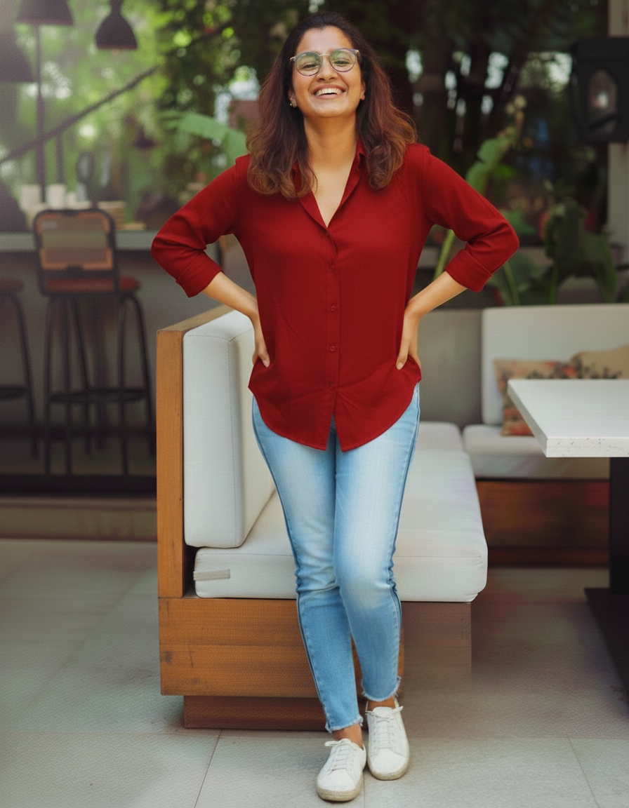 "Tarang" - Rayon Button-Down Fusion Shirt