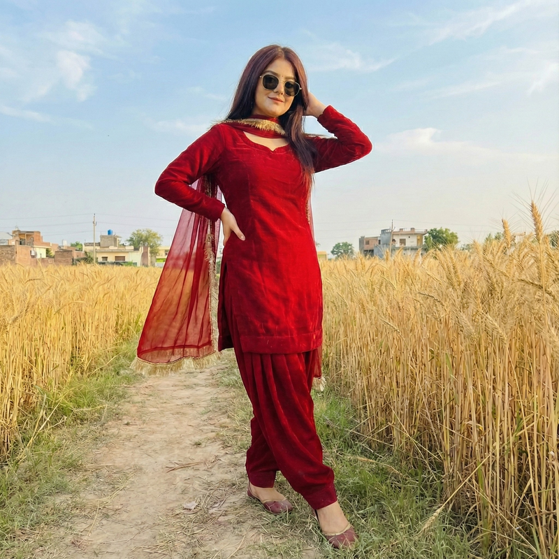 "Rakta" - Crimson Red Shalwar Suit Set